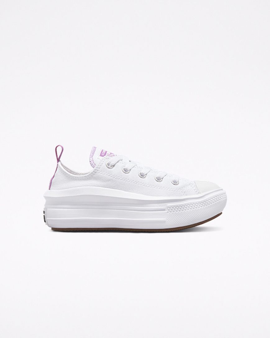 Zapatos Plataforma Converse Chuck Taylor All Star Move Bajas Niña Blancas Moradas Blancas | PE W27540